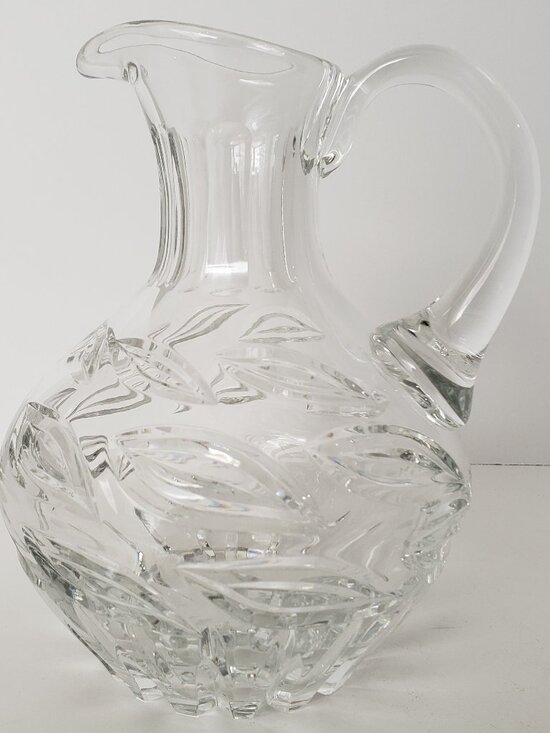 Vintage Other - Vintage Heavy Glass Pitcher Leaf Design Excellent Condition